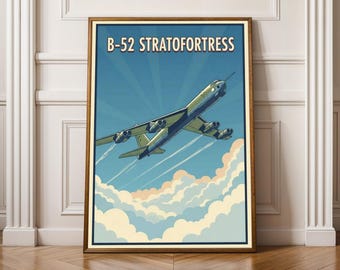 B-52 Stratofortress Poster – Vector Art, Blue Sky, Olive Green