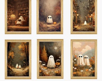 Muurkunstset Halloween Ghost Gallery – Cottagecore Decor (digitale download)
