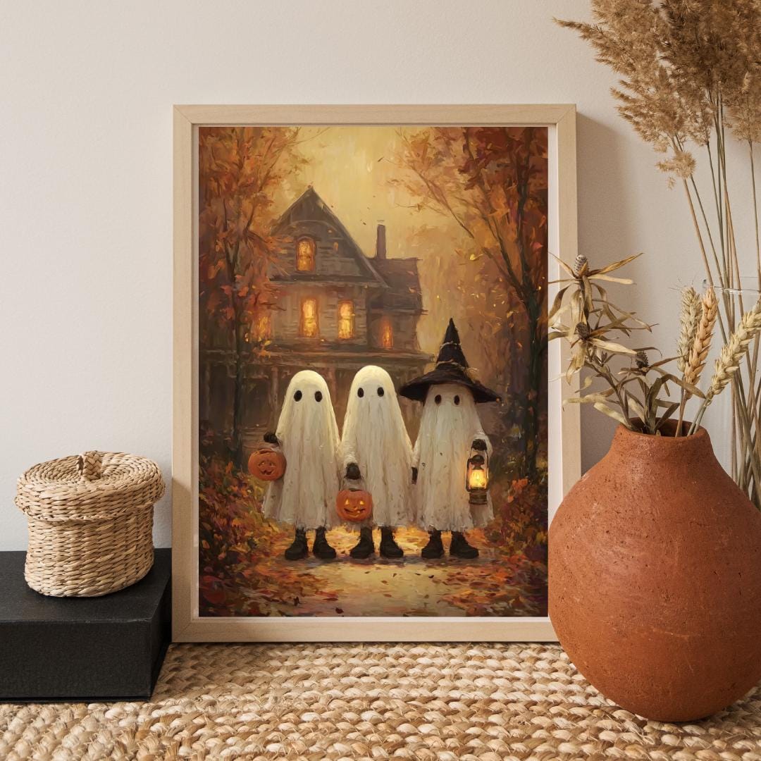 Halloween Ghost Print -printable Halloween Wall Art -vintage Spooky ...