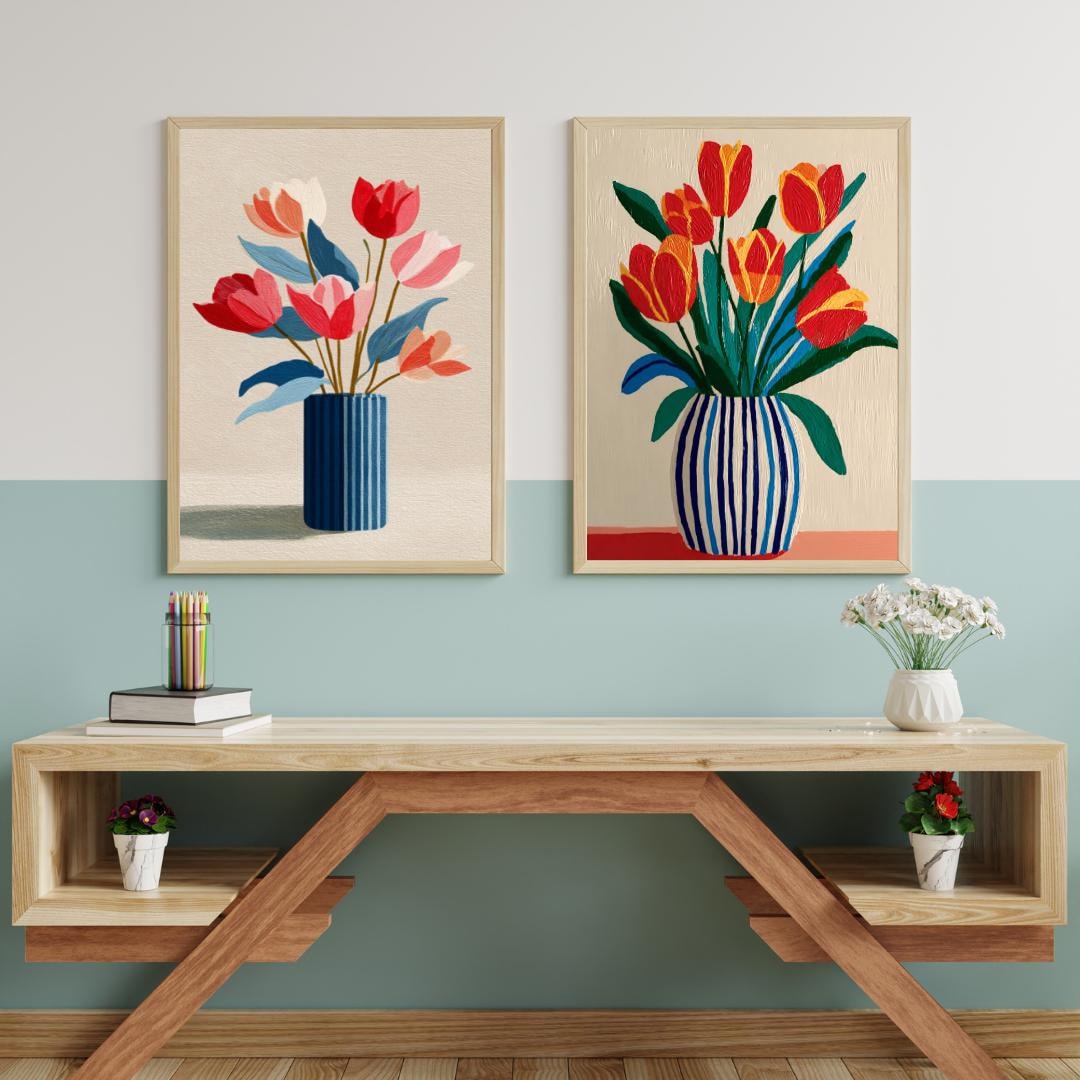 Floral Vase Prints Set – Modern Botanical Wall Art (digital Download ...
