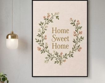 Home Sweet Home Wall Art Print: Cottagecore Wall Art, Farmhouse Kitchen Decor- Digital Download