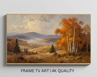 Autumn Landscape Frame TV Art, Fall Art for TV, Autumn Decor Digital Download for Frame TV Art, Vintage Fall Oil Painting, Digital Download