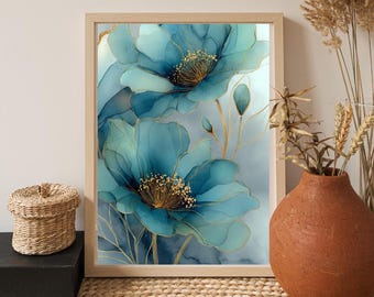 Watercolor Abstract Flower Print -Modern Printable Wall Art -Digital Download