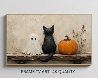 Cute Halloween Frame Tv Art, Digital Download Art for Frame Tv, Fall Tv Art, Ghost Tv Art, Painting Frame Tv Art, Spooky Tv Art