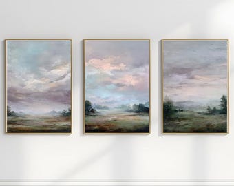Vintage Fall Landscape Print Set - Rustic Country Wall Art (Digital Download)