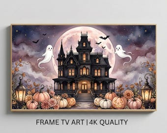 Haunted Victorian Mansion Frame TV Art, Cozy Halloween Samsung Frame TV Screensaver, Cottagecore Ghost Digital Download