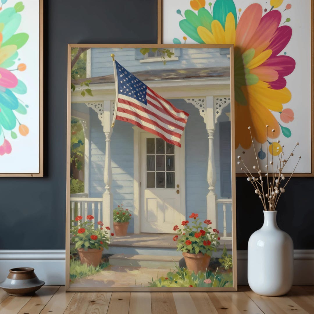 4th of July American Flag Wall Art Print, Independence Day Rustic ...