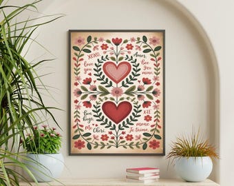 Love Valentines Day Print -Romantic Wall Art -Rustic Cottagecore Decor -Printable Digital Download