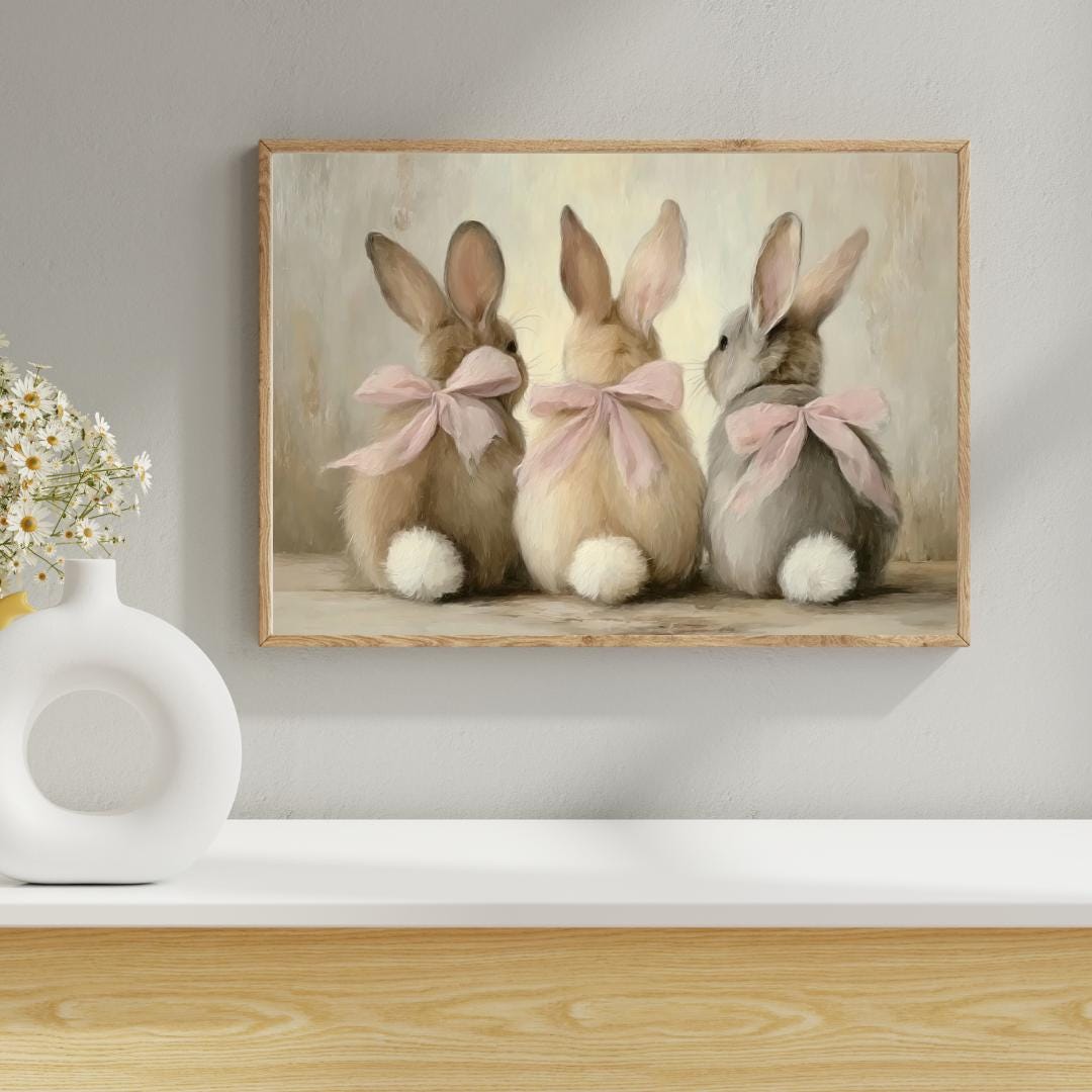 Easter Bunnies Print – Cottagecore Nursery Wall Art (digital Download ...