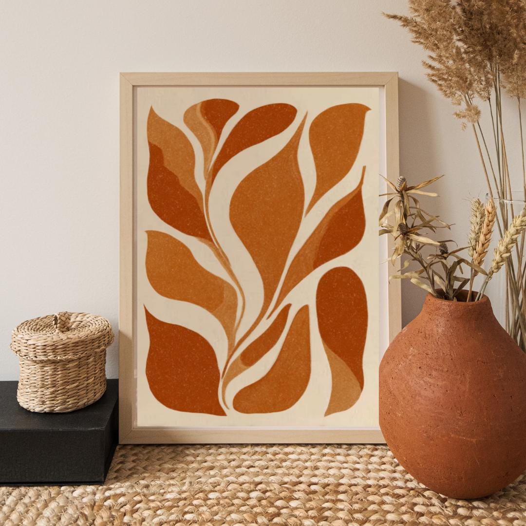 Abstract Botanical Print -midcentury Modern Wall Art -earthy Decor ...