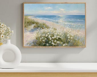 Wildflowers Coastal Print -Ocean Wall Art -Beach House Decor -Printable Digital Download