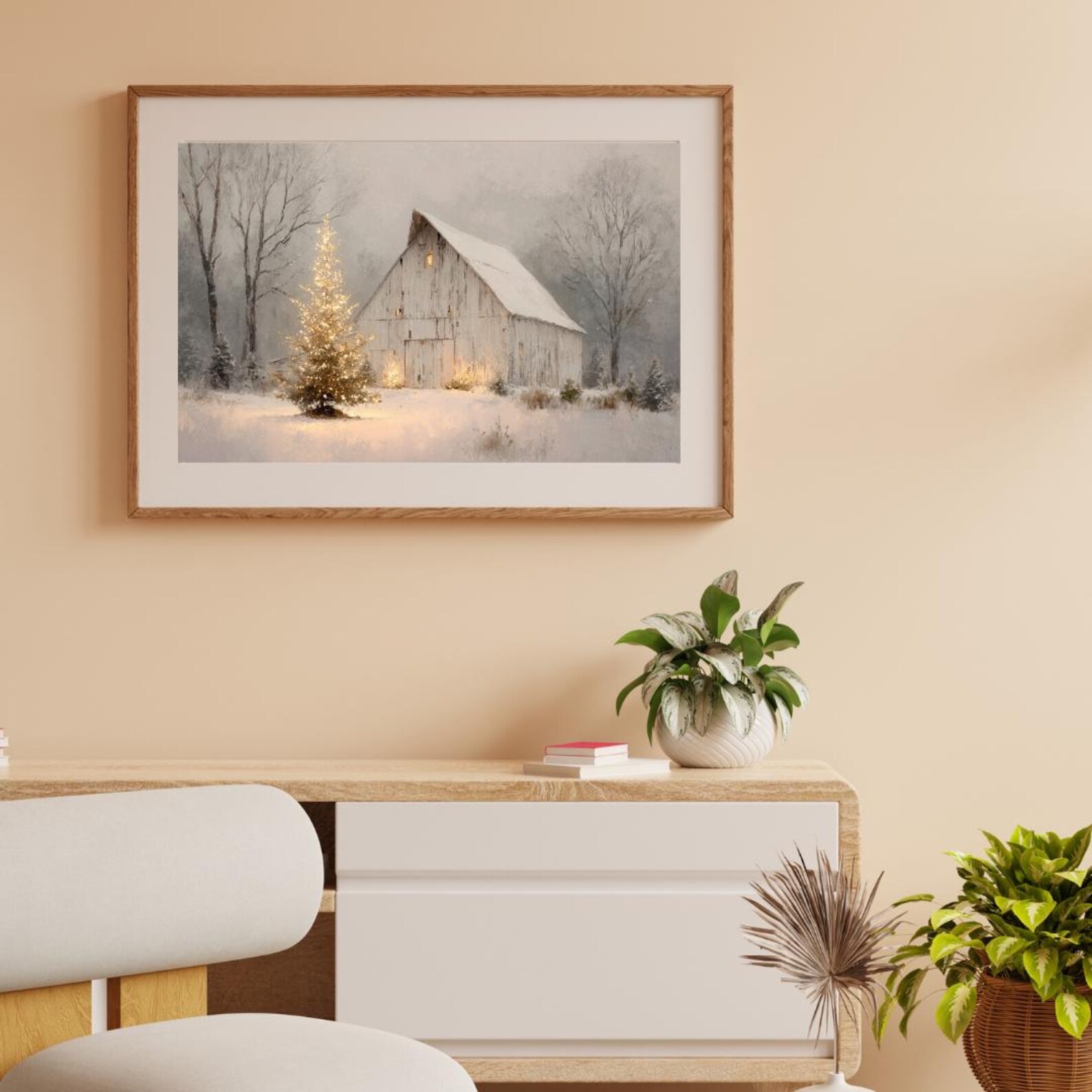 Rustic Christmas Barn Print -farmhouse Wall Art -winter Scene Print ...