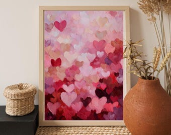 Valentines Day Heart Print -Romantic Wall Art -coquette room decor -Printable Digital Download