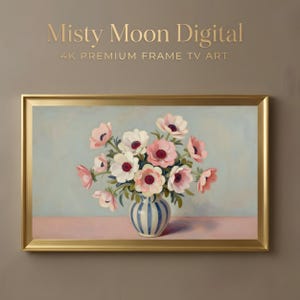 Floral Vase Frame TV Art, Botanical Still Life Wall Art, Vintage Flower Painting, Samsung Frame TV Art, Trendy Floral Decor