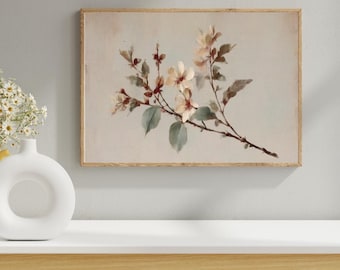Vintage Wildflower Print -Rustic Botanical Wall Art -Neutral Farmhouse Decor -Printable Digital Download