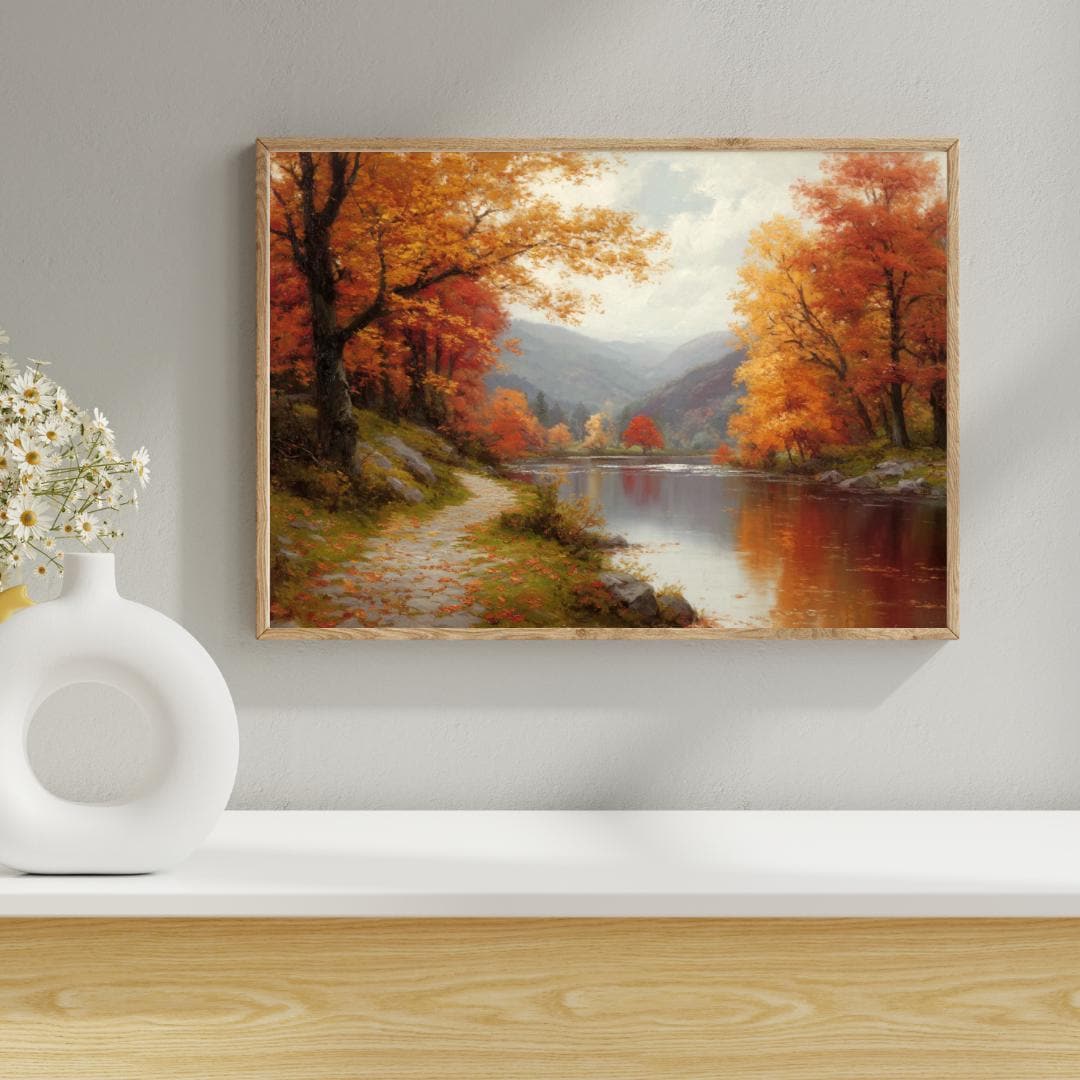 Vintage Autumn Landscape Print -fall Wall Art -forest Rustic Fall Decor ...