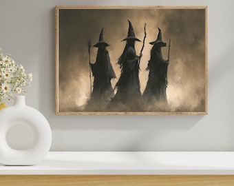 Vintage Witch Halloween Wall Art -Rustic Halloween Print -Printable Witchy Decor -Instant Digital Download