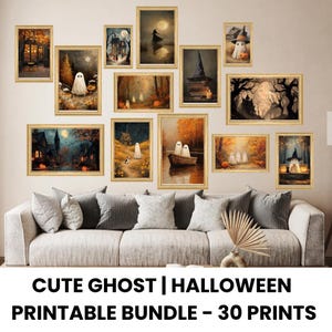 Printable Halloween Gallery Set of 30 Prints -Cute Ghost Wall Art -Dark Cottagecore Decor -Farmhouse Gallery Wall Set -Digital Download