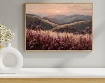 Dark Moody Landschaft Druck -Vintage druckbare Wandkunst -Bauernhaus Dekor -digitaler Download