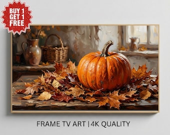 Autumn Samsung Frame TV Art, Thanksgiving Decor, Pumpkin Painting, Autumn Farmhouse Art for Samsung Frame Instant Download, Digital Art