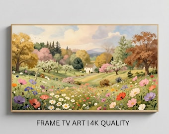 Whimsical Autumn Garden Samsung Frame TV Art, Cottagecore Fall Decor, Boho Farmhouse Wall Art