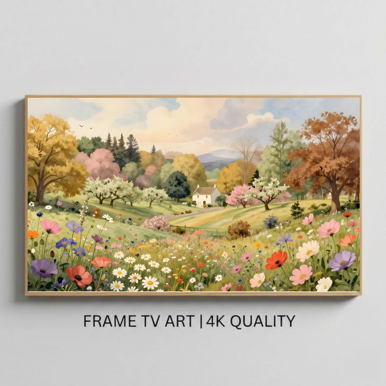 Whimsical Autumn Garden Samsung Frame TV Art, Cottagecore Fall Decor, Boho Farmhouse Wall Art