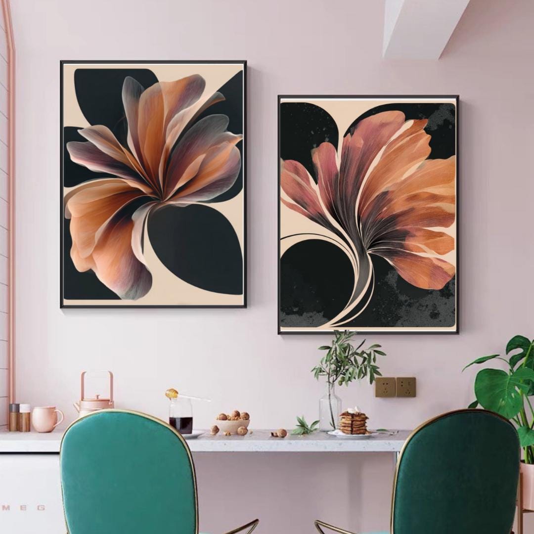 Abstract Floral Print Set – Mid-century Modern Botanical Wall Art ...