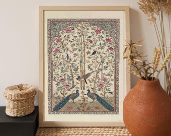 Vintage Textile Art Print -Printable Tapestry Wall Art -Light Academia Decor -Digital Download