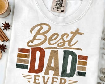 Maglietta grafica vintage "Il miglior papà di sempre" - Regalo per la paternità, compleanno del marito, colori retrò e confortevoli.