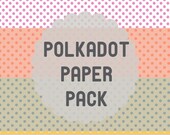 Polka dot paper 5 pack // Printable cute scrapbooking crafts fun decorations origami