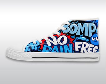 Hoge graffiti-pop-artsneakers – stedelijke canvasschoenen dames