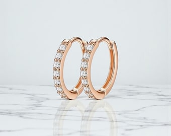 Pendientes de oro rosa con circonitas