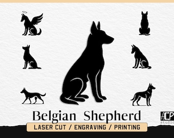 Malinois PNG SVG DXF - Belgian Malinois Dog Clipart Silhouette for Cricut, Laser, Cnc, Wood, Print, Belgian Shepherd (Digital Download)