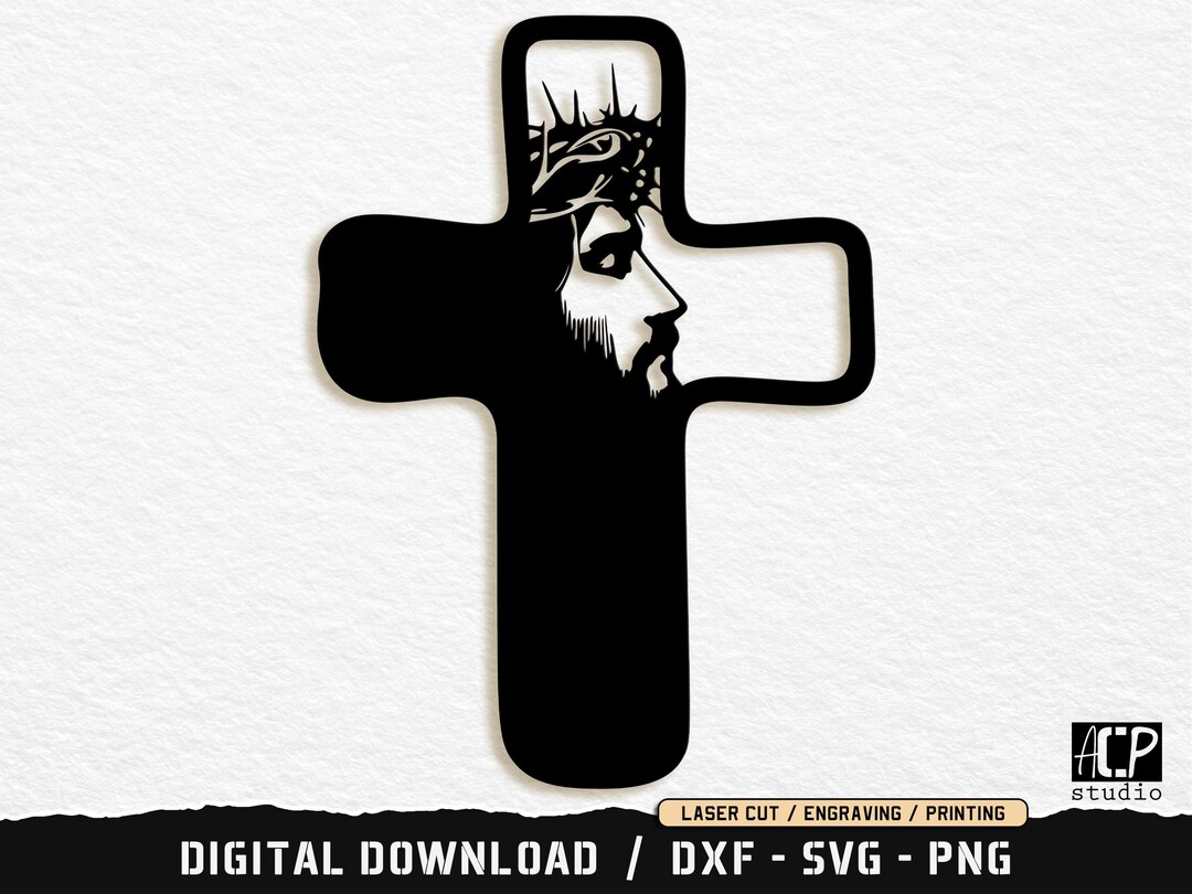 Jesus DXF File - Jesus Cross Dxf Cut File, Christ SVG & PNG, Wall Art ...