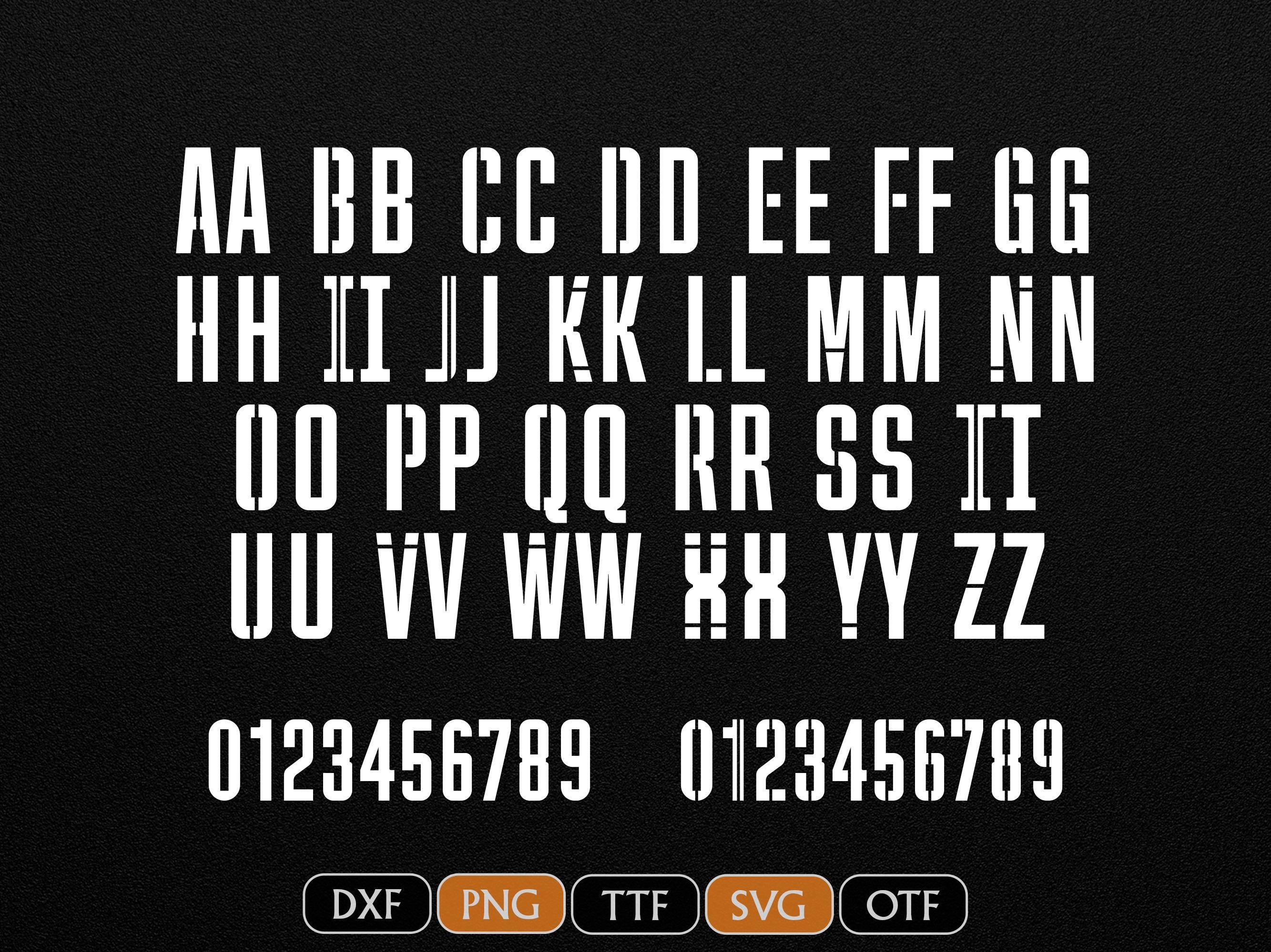 Military Stencil Font - Dxf, Png, Ttf, Otf, Svg, Military Alphabet ...