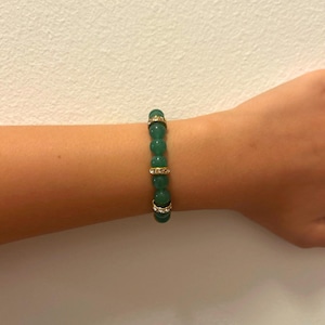 Grünes Aventurin Kristall Armband mit vergoldetem Pferdehuf Anhänger - Charm