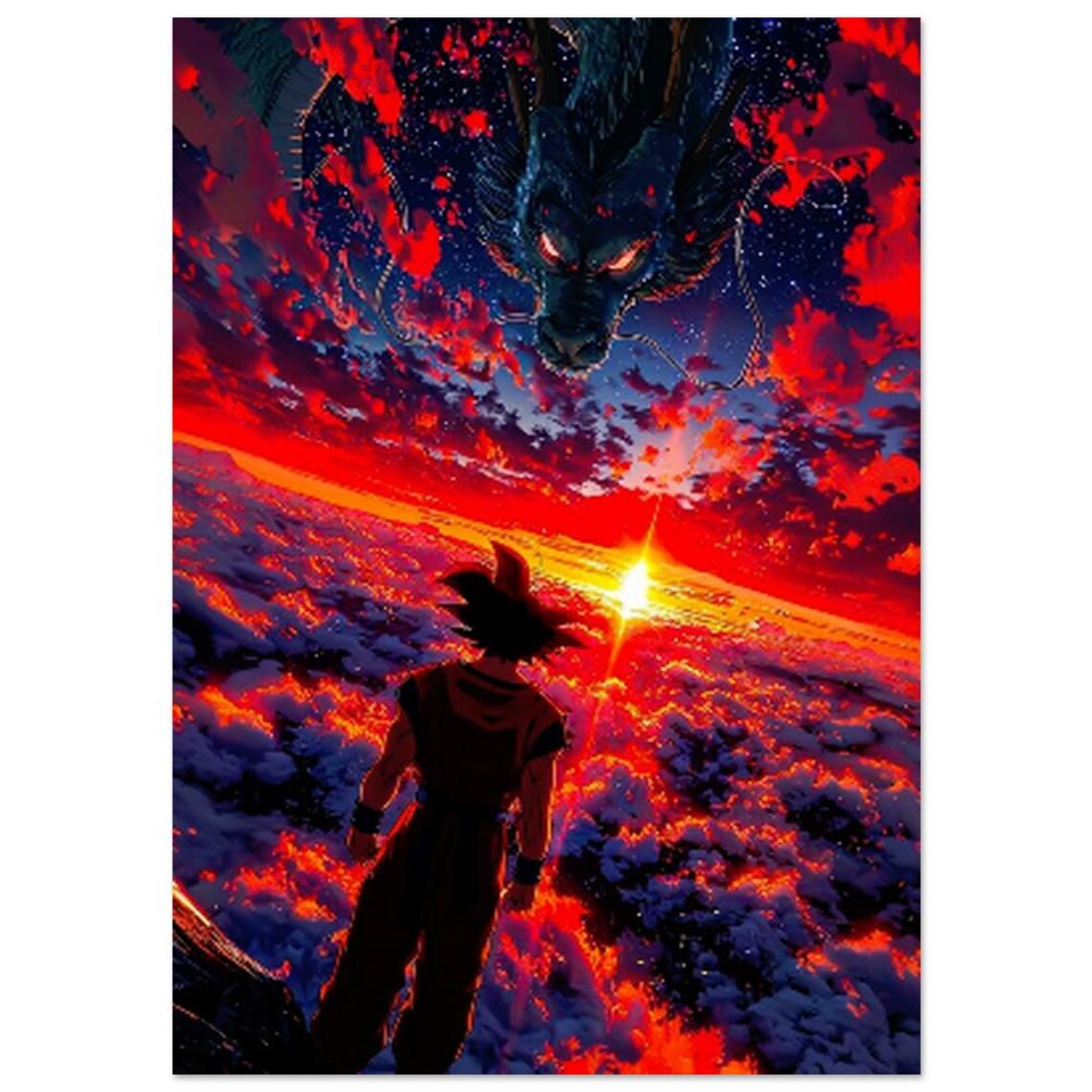 Dragon Ball Z Art – Epic Goku Vs Celestial Dragon Poster - Etsy