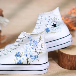 Embroidered Daisy Converse Sneakers: Custom Garden Flower Shoes