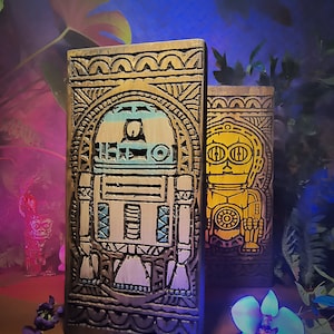 Starwars Tiki Wood Carvings R2D2 C3PO