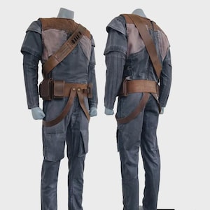 Boba 1313 Inspired By Star Wars Premium Mandalorian Bounty Hunter Boba Fett 1313 Flight Suit With High-Quality Leather Holster Belt.
