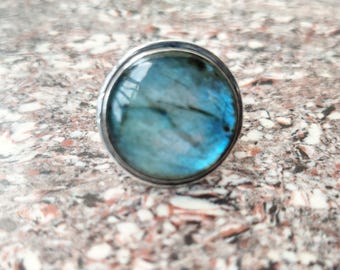 Handmade Labradorite Ring: Sterling Silver Boho Statement Jewelry