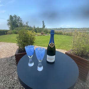 Set of two blue champagne glass