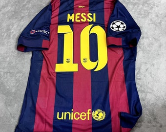 Nom et numéro personnalisés Finale de la Ligue des champions du FC Barcelone 2014-2015 à Berlin, maillot rétro de football maillot rétro de football, MESSI #10