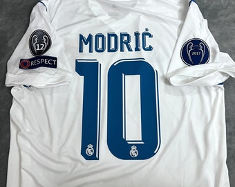 Benutzerdefinierter Name und Nummer: Real Madrid Heimtrikot, Champions-League-Finale Kiew 2018, Fußball-Fußball-Klassiker-Trikot Retro, Ronaldo, Mordric 2018