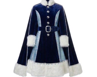 Ice King Winter Fantasy Costume, Velvet Royal Coat with Faux Fur, Ice King Cosplay Outfit, Winter King Costume, King Cloak, Medieval