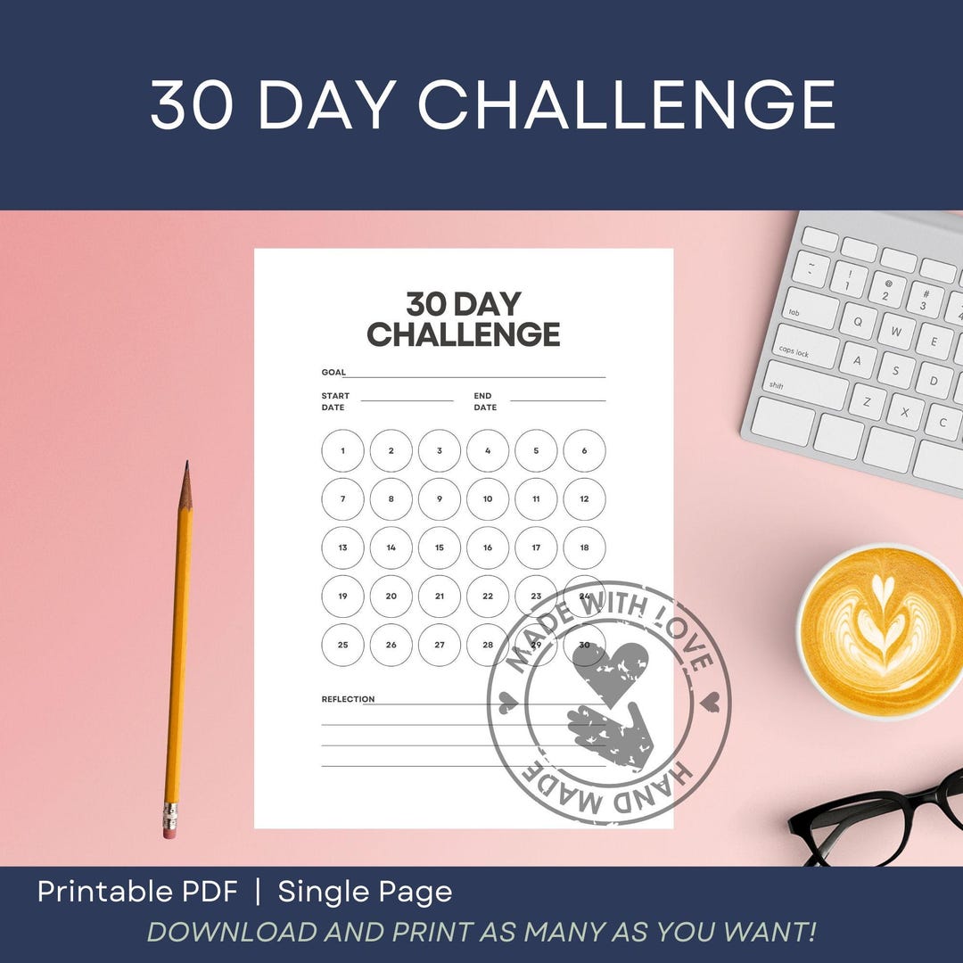 30 Day Challenge Digital Download| 30 Day Habit Tracker| Single Habit ...