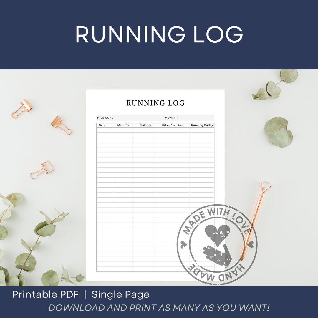 Minimalist Running Log | Printable Fitness Tracker (PDF) - Etsy