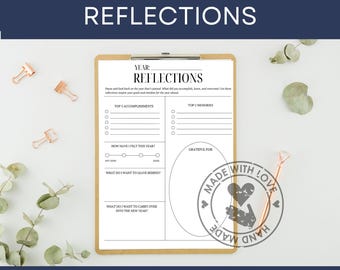 Wydruk podsumowania roku | Arkusz roboczy podsumowania roku | Strona dziennika autorefleksji | Szablon PDF uważnej troski o siebie