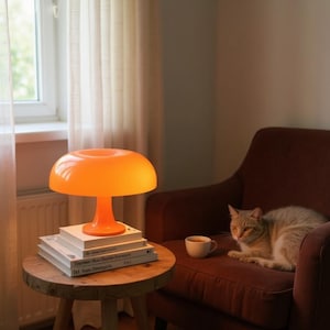 Mushroom Table Lamp: Modern Bauhaus Design with USB Charging