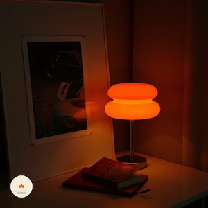 Mushroom Glass Table Lamp: Retro LED Night Light with Adjustable Color Modes